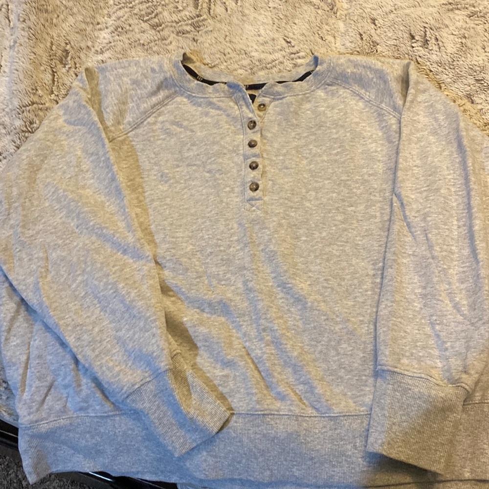 GAP Gray Crew Neck Button Sweatshirt XL